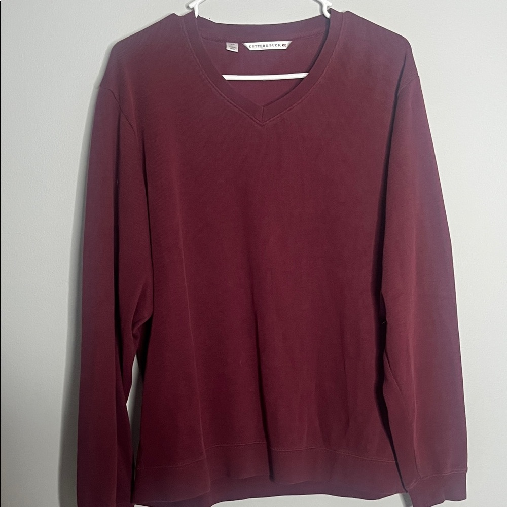Cutter & Buck V-Neck Sweater in Rich Burgundy